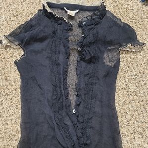 Zoe D. Black lace button down